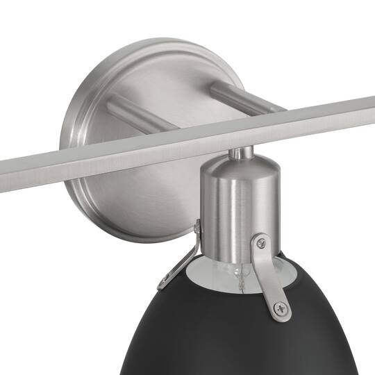 Hello Honey® 24" Cooper Black & Nickel Metal 3-Light Vanity Light with Etched Glass Shades